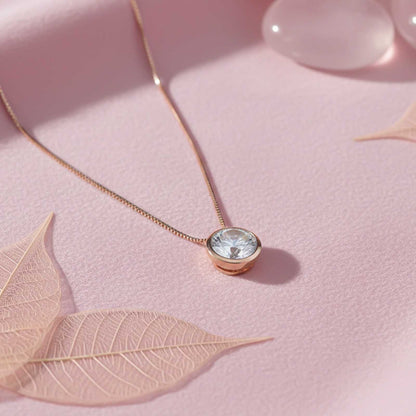 Rose Gold Classic Solitaire Bezel Pendant