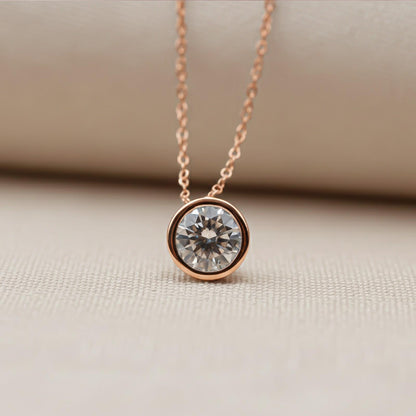 Rose Gold Classic Solitaire Bezel Pendant