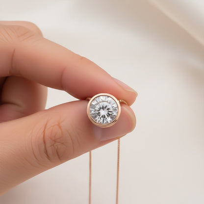 Rose Gold Classic Solitaire Bezel Pendant