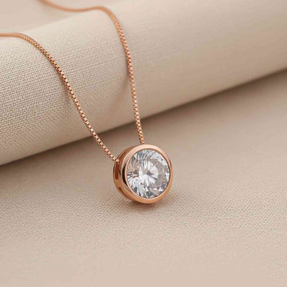 Rose Gold Classic Solitaire Bezel Pendant