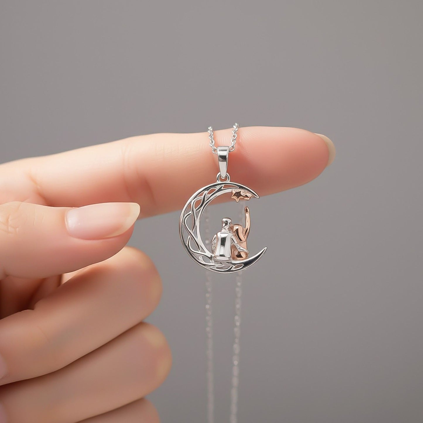 Silver & Rose Gold Couples Circle Pendant Gifts for Women