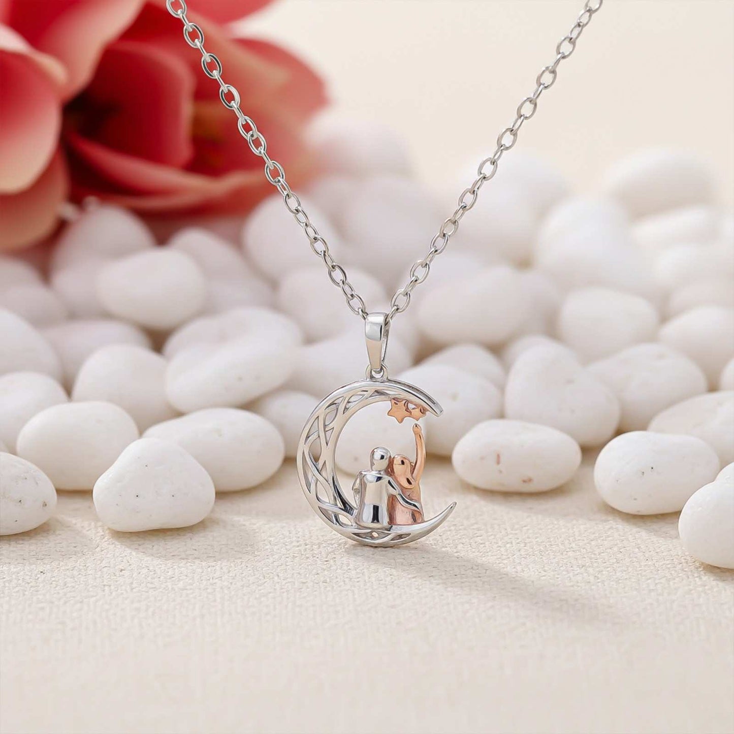 Silver & Rose Gold Couples Circle Pendant Gifts for Women