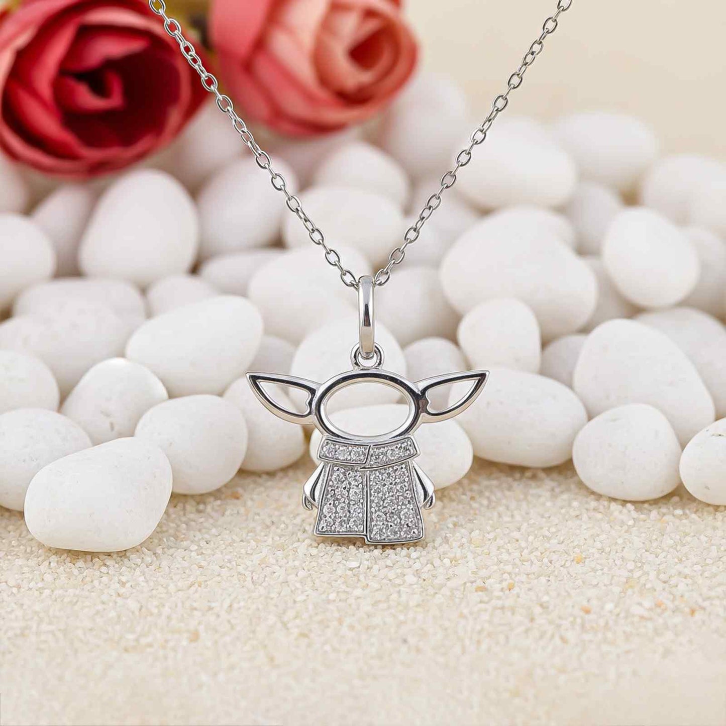 Silver Star Wars Baby Yoda Grogu Pendant