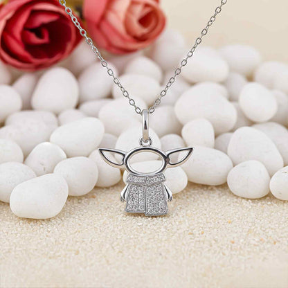 Silver Star Wars Baby Yoda Grogu Pendant