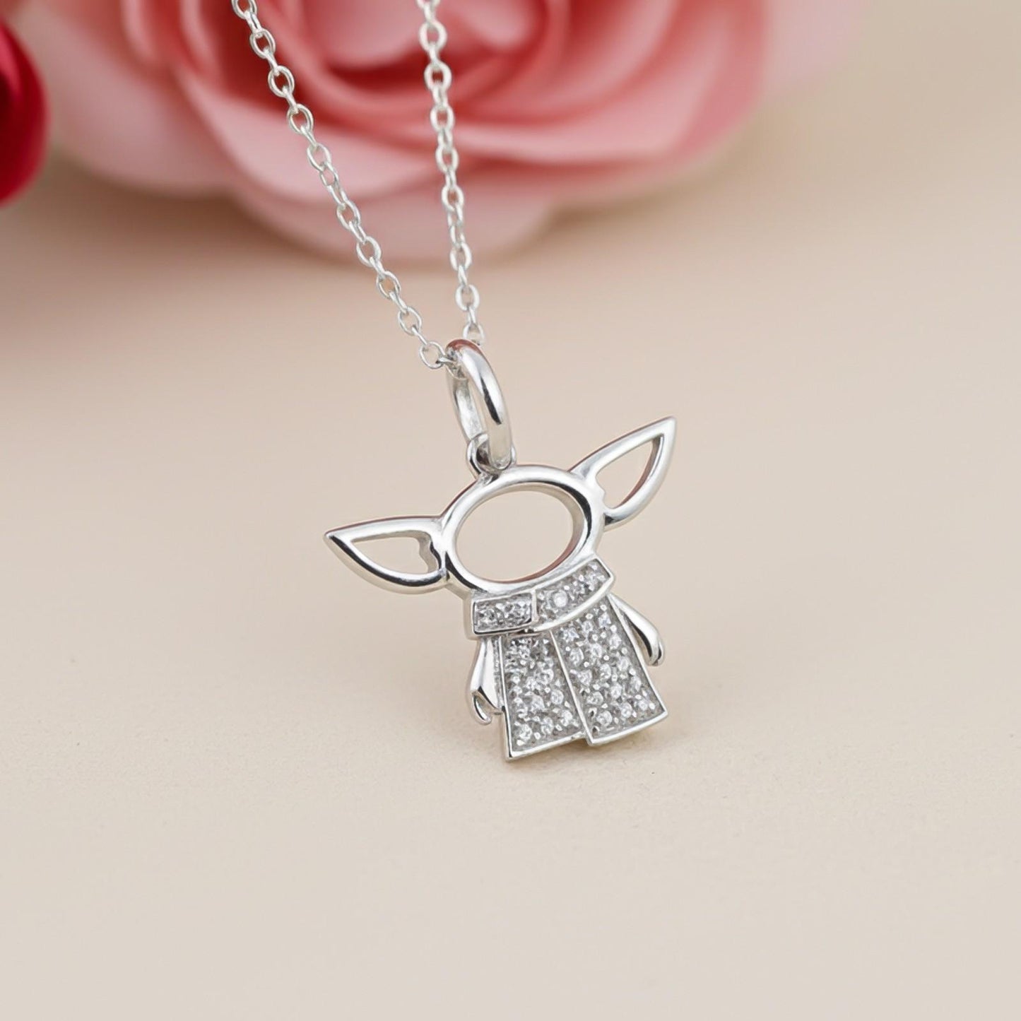 Silver Star Wars Baby Yoda Grogu Pendant