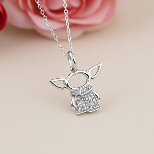 Silver Star Wars Baby Yoda Grogu Pendant
