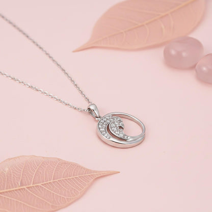 Silver Cubic Zircon Crystal Wave Pendant
