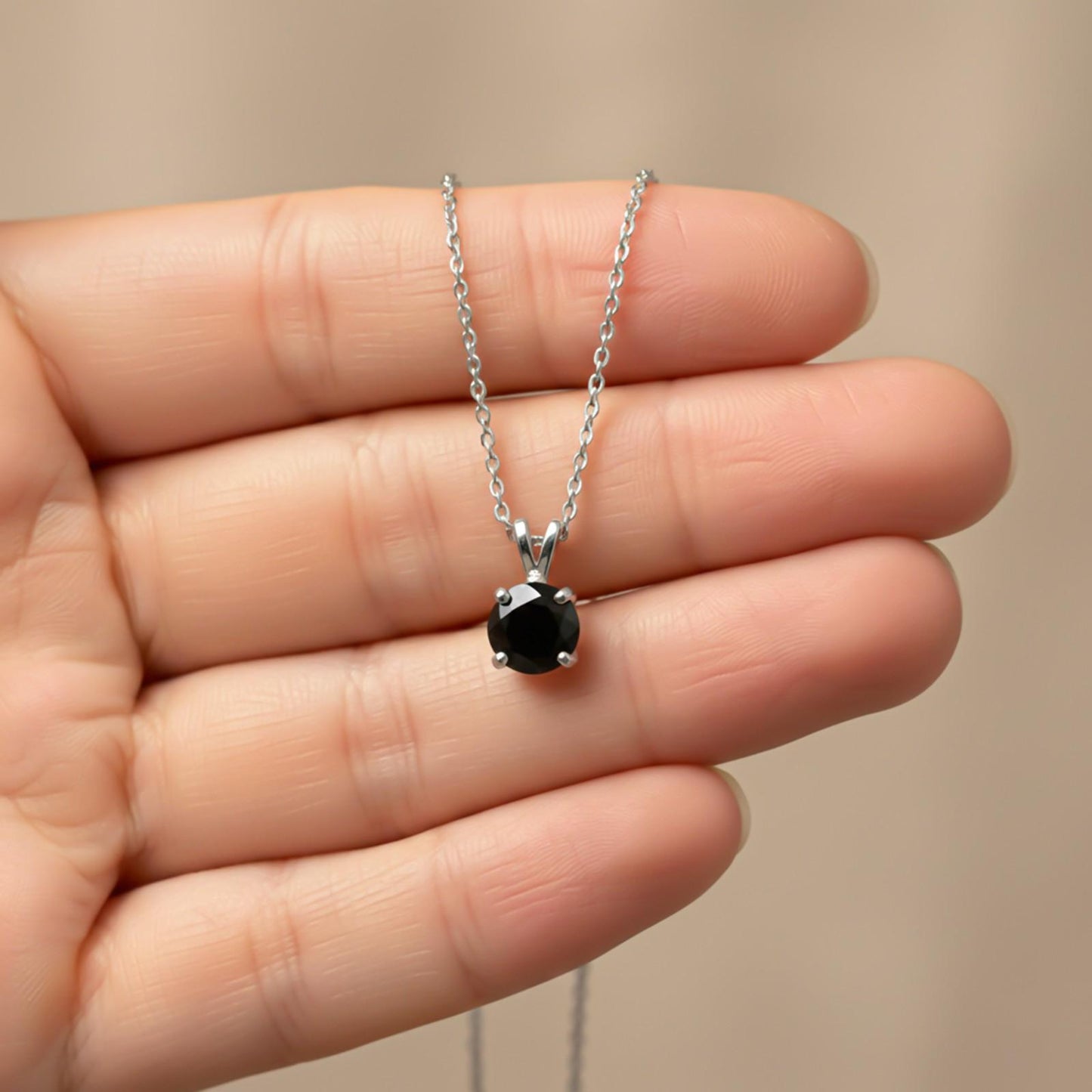 Silver Black Diamond Spherical Pendant
