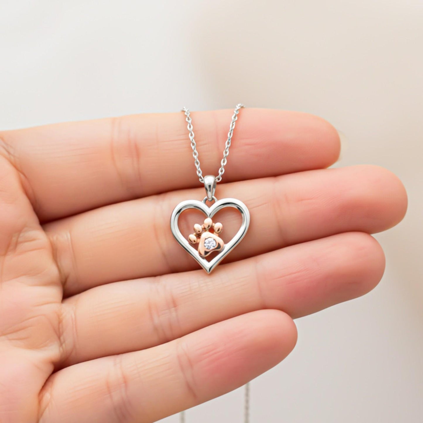 Heart Paw Two Tone Pendant