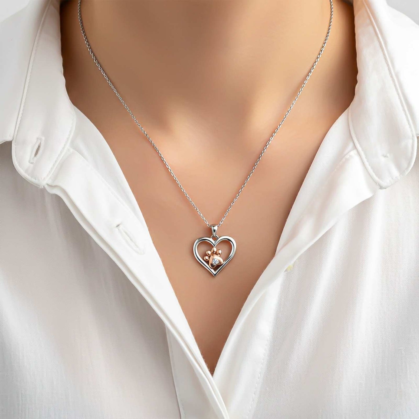 Heart Paw Two Tone Pendant