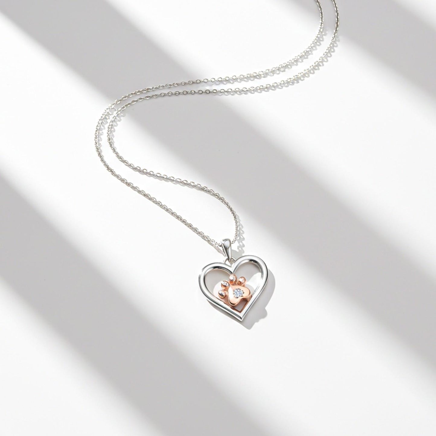 Heart Paw Two Tone Pendant