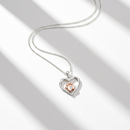 Heart Paw Two Tone Pendant