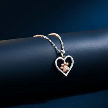 Heart Paw Two Tone Pendant