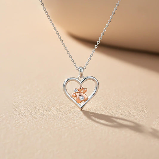 Heart Paw Two Tone Pendant