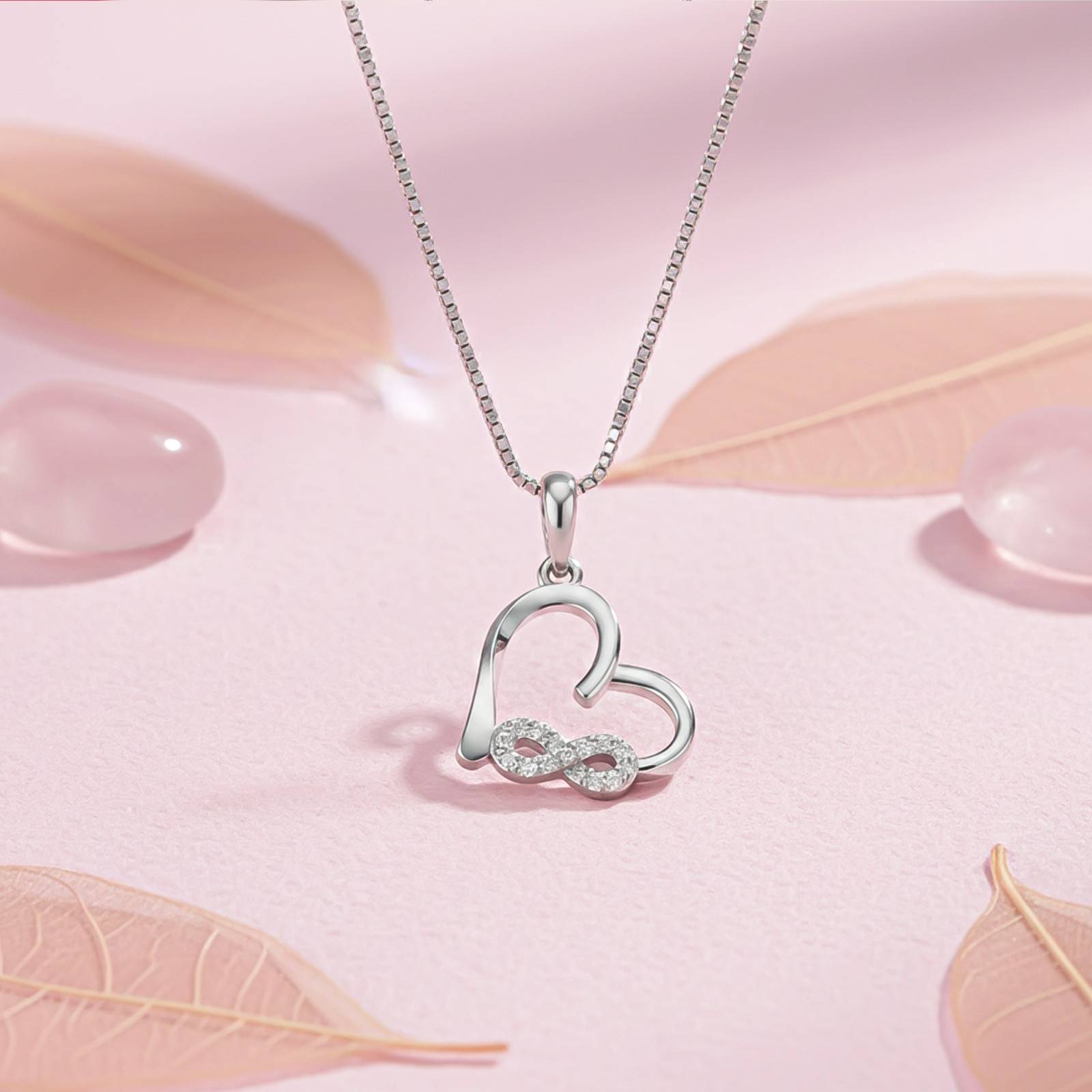 Silver Heart Infinity Zircon Pendant