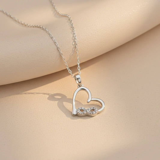 Silver Heart Infinity Zircon Pendant