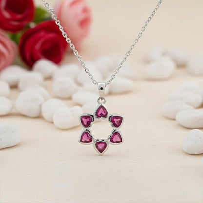 Silver Star Floral Ruby Pendant