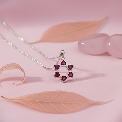 Silver Star Floral Ruby Pendant