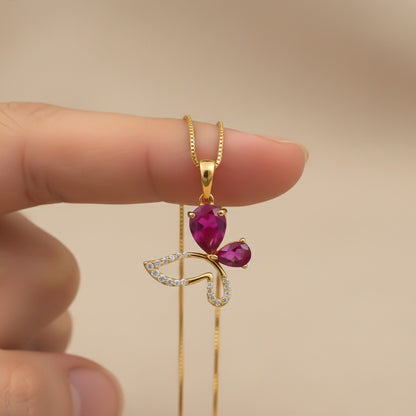 Golden Butterfly Ruby Pendant