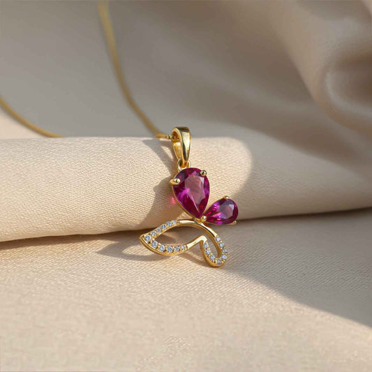 Golden Butterfly Ruby Pendant