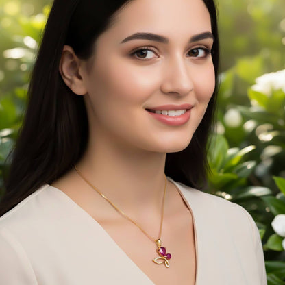 Golden Butterfly Ruby Pendant