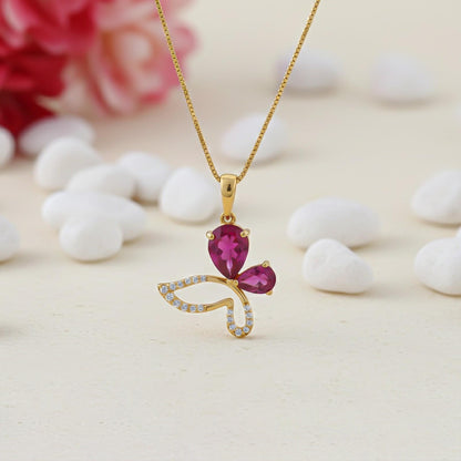 Golden Butterfly Ruby Pendant