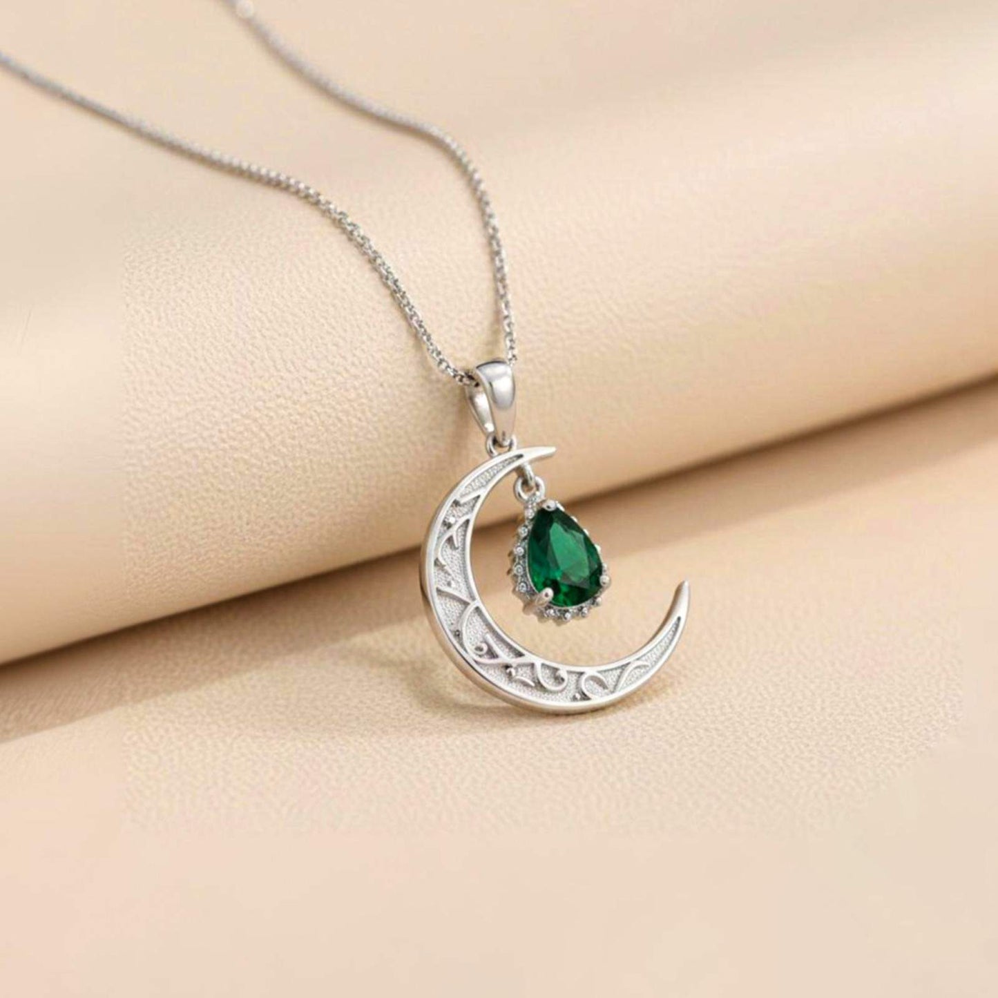 Silver Eclipse Crescent Moon Pendant
