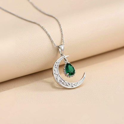 Silver Eclipse Crescent Moon Pendant