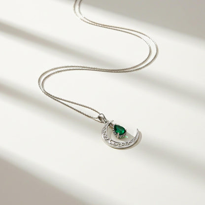 Silver Eclipse Crescent Moon Pendant