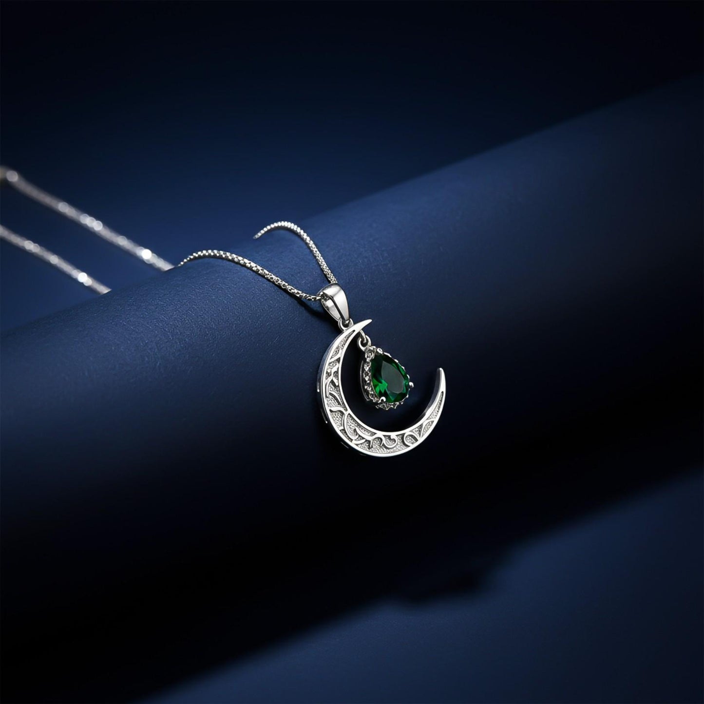 Silver Eclipse Crescent Moon Pendant