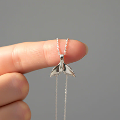 Silver Whale Tale Pendant