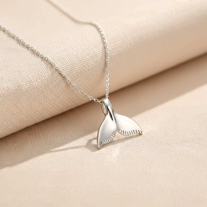 Silver Whale Tale Pendant