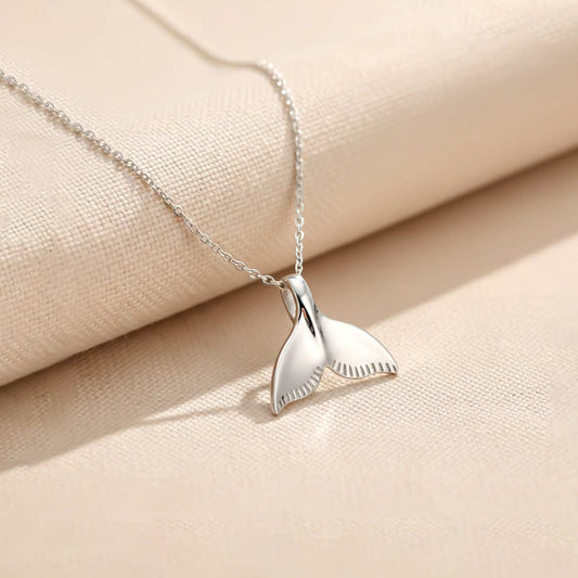 Silver Whale Tale Pendant
