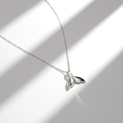 Silver Whale Tale Pendant