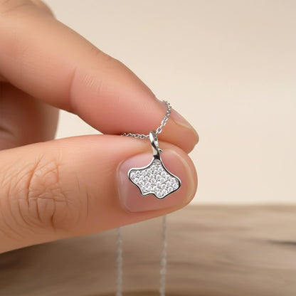 Silver Ginko Leaf Pendant With Chain