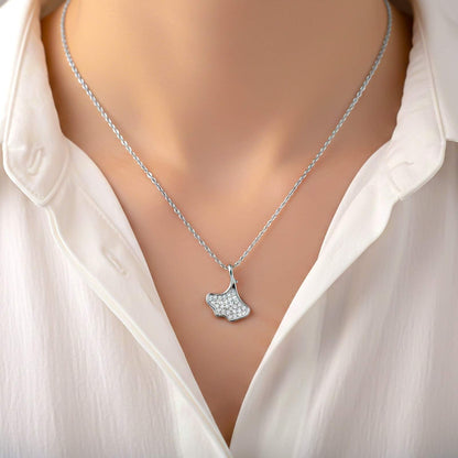 Silver Ginko Leaf Pendant With Chain