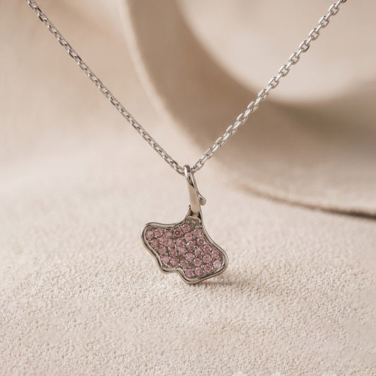 Silver Ginko Leaf Pendant With Chain