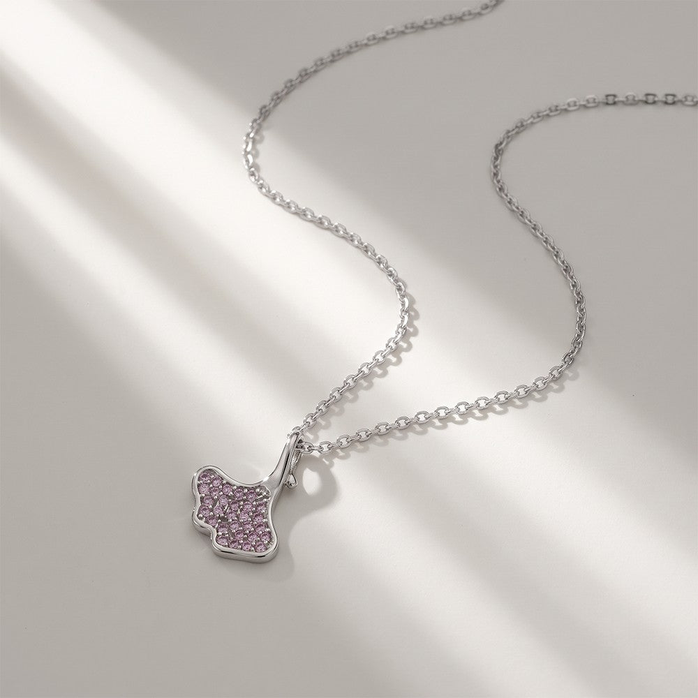 Silver Ginko Leaf Pendant With Chain