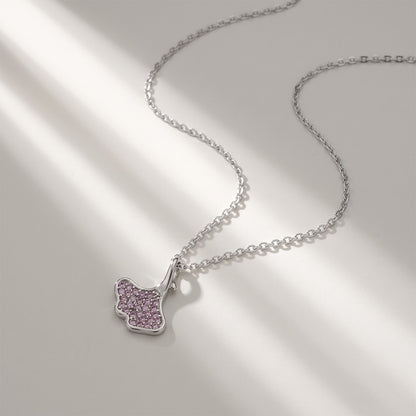 Silver Ginko Leaf Pendant With Chain