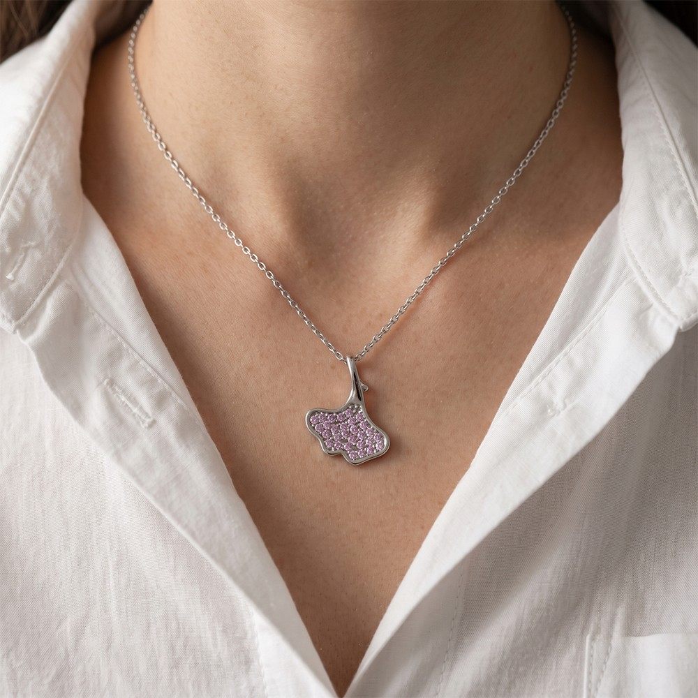 Silver Ginko Leaf Pendant With Chain