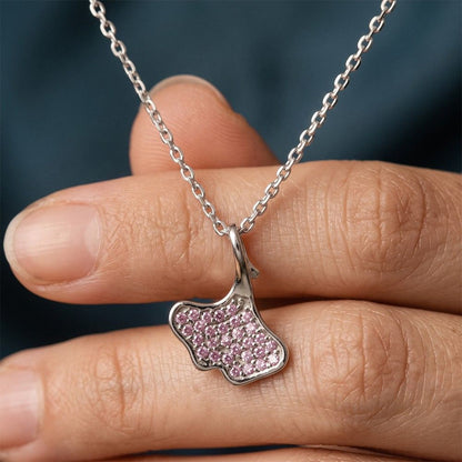 Silver Ginko Leaf Pendant With Chain