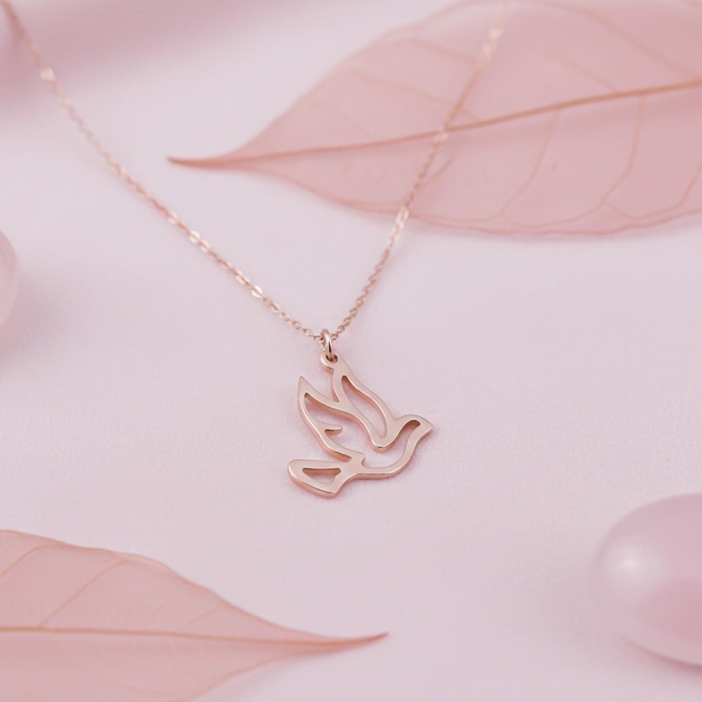 Rose Gold Flying Dove Pendant