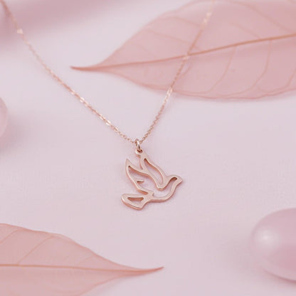 Rose Gold Flying Dove Pendant