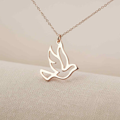 Rose Gold Flying Dove Pendant
