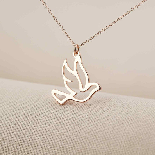 Rose Gold Flying Dove Pendant