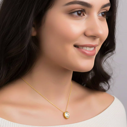 Golden Oval Classic Solitaire Bezel Pendant