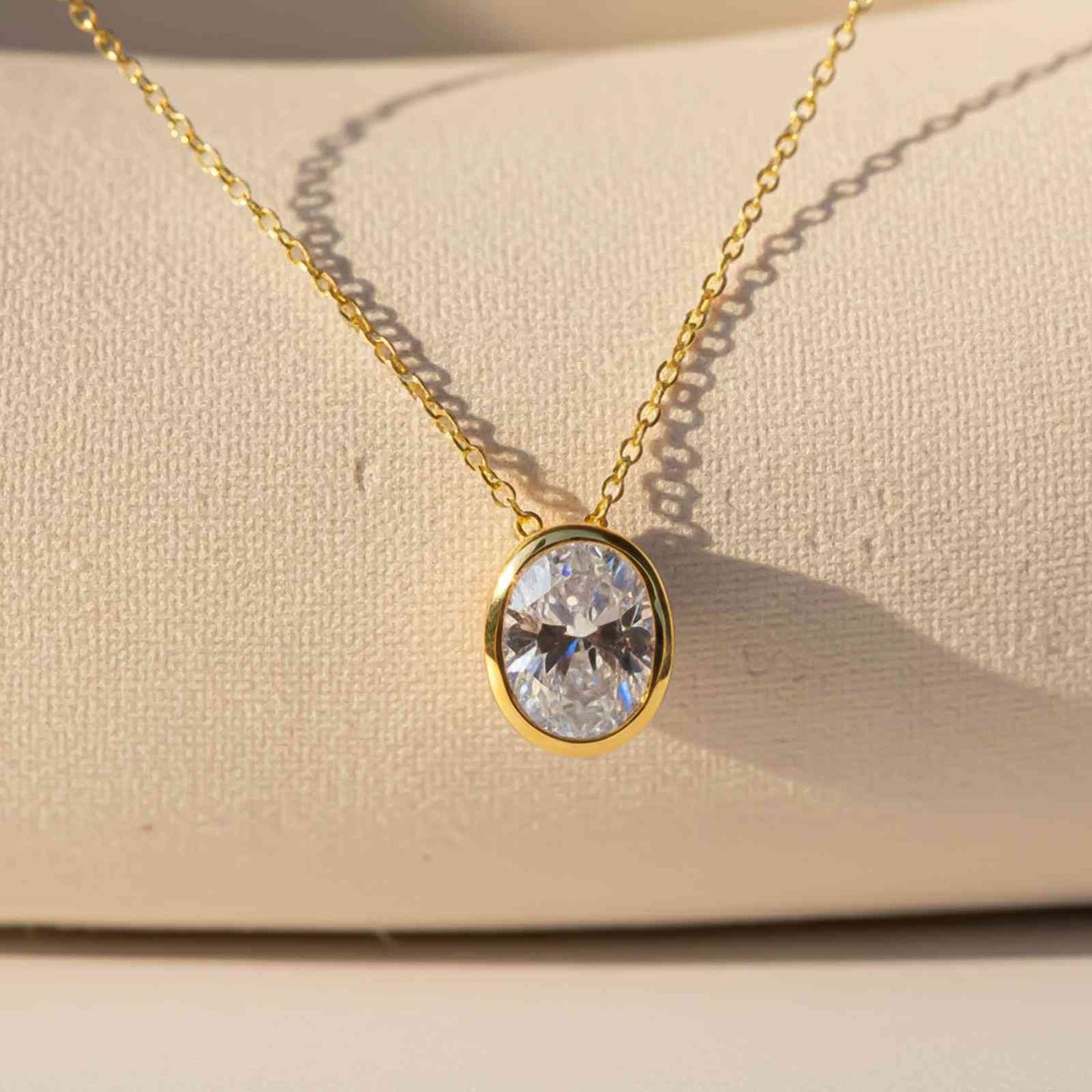 Golden Oval Classic Solitaire Bezel Pendant