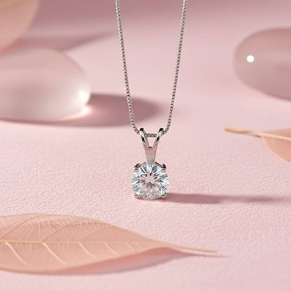 Silver Round Classic Pendant With Chain