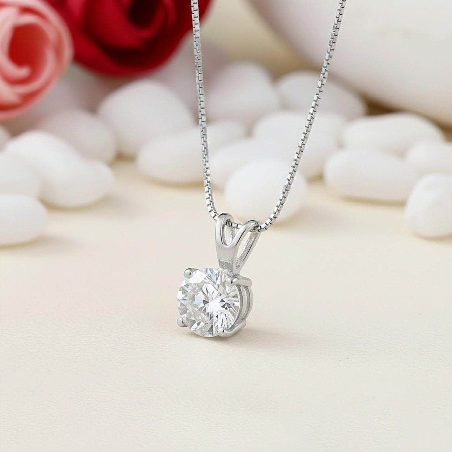 Silver Round Classic Pendant With Chain