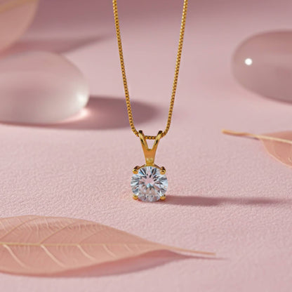 Golden Round Classic Pendant With Chain